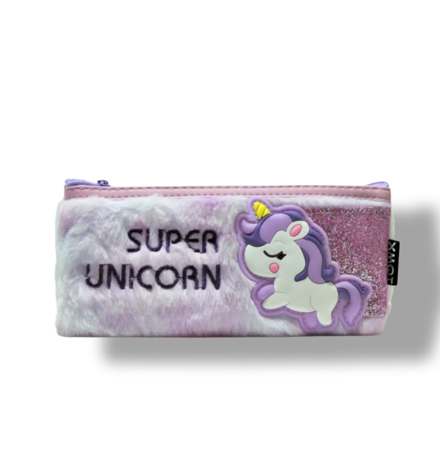 Super Unicorn Fur Pouch for Kids (Set of 1, Purple)